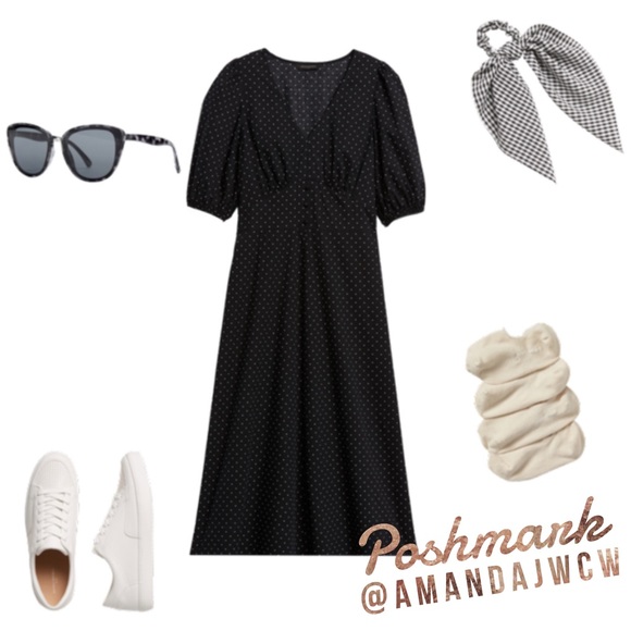 Banana Republic Classic Midi Dress - Black - NWT! - Picture 6 of 14